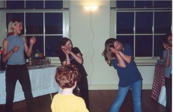 Anna Compton, Becky, Clem, Claudia, with Max looking on. 